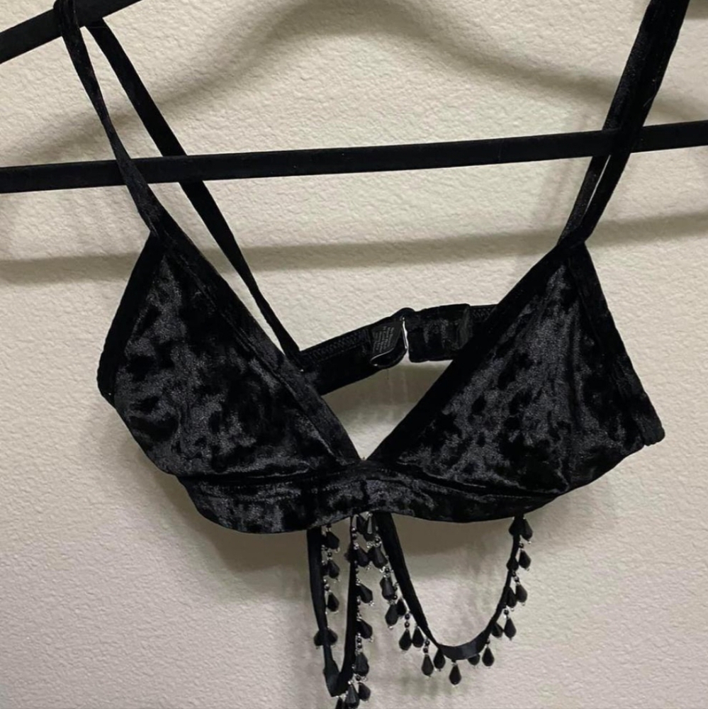 Little Black Diamond beaded bra top
